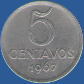 5 сентаво Бразилии 1967 года
