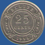 25 центов Белиз 1994 года